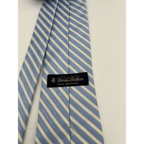 Brooks Brothers Makers Men's Tie Blue Silver Stripes - Picture 4 of 6